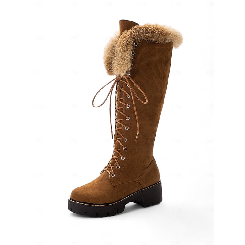 Amaenne | Water-Resistant Lace-Up Knee High Winter Boots