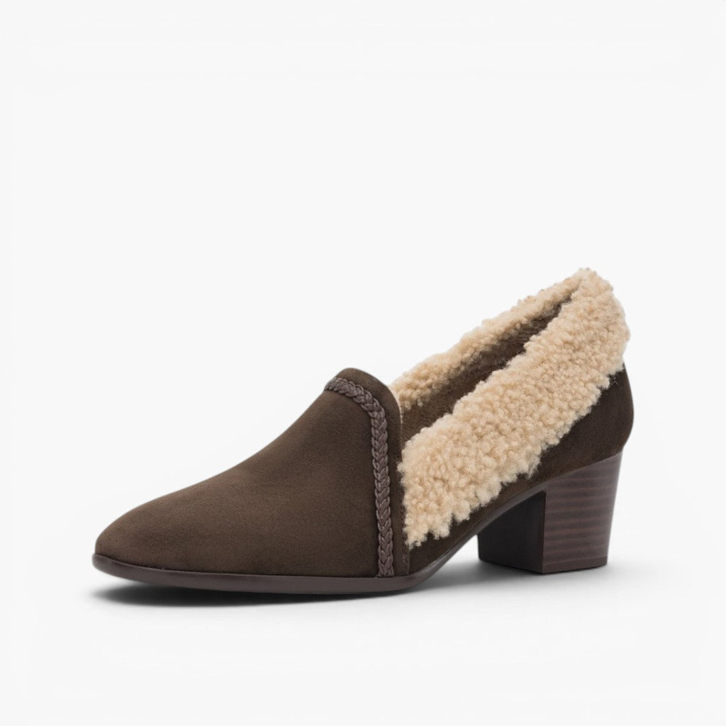 Amaine | Suede Block Heels with Faux Shearling Lining