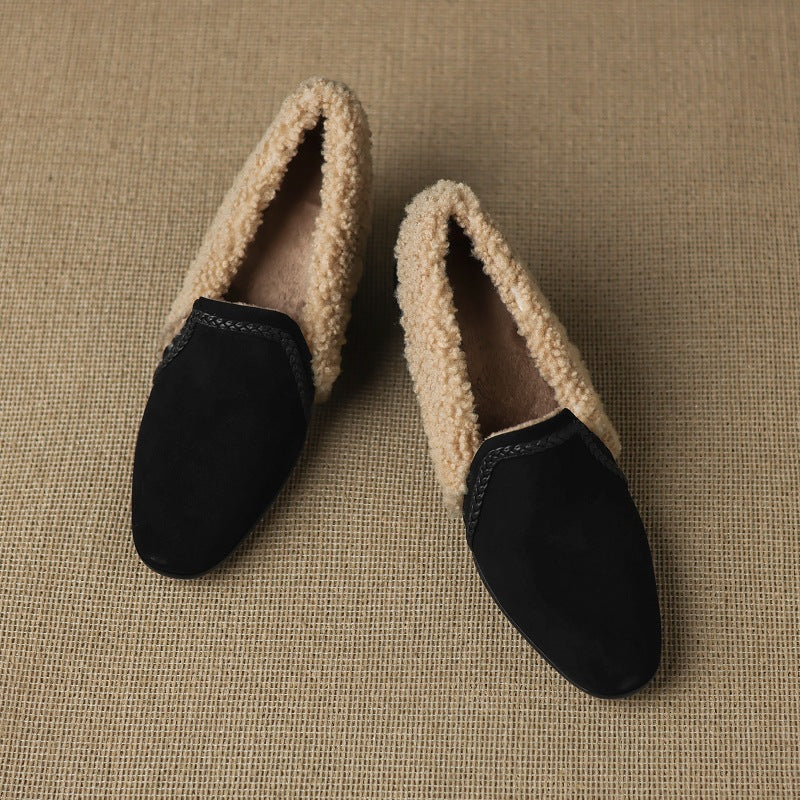 Amaine | Suede Block Heels with Faux Shearling Lining