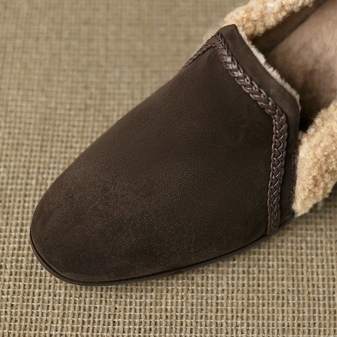 Amaine | Suede Block Heels with Faux Shearling Lining