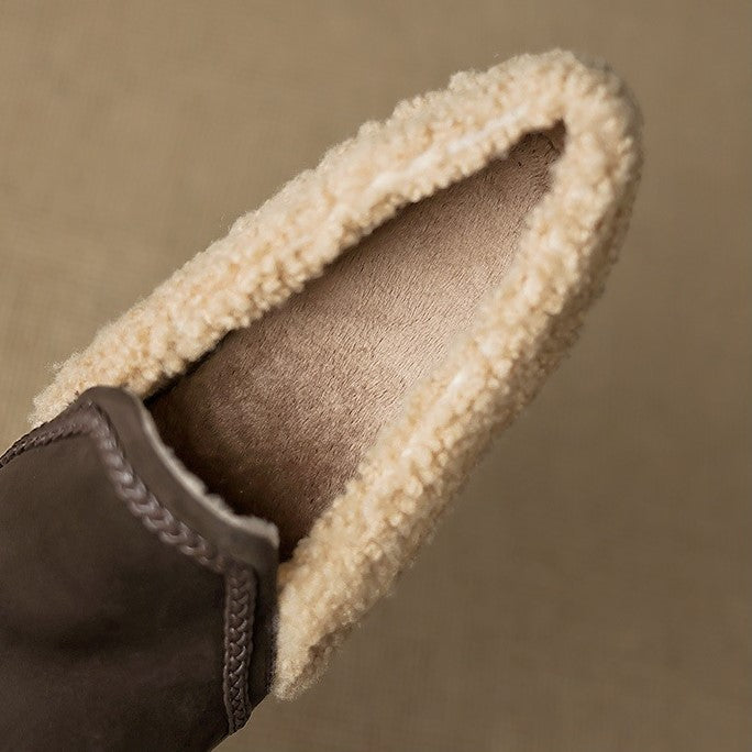 Amaine | Suede Block Heels with Faux Shearling Lining