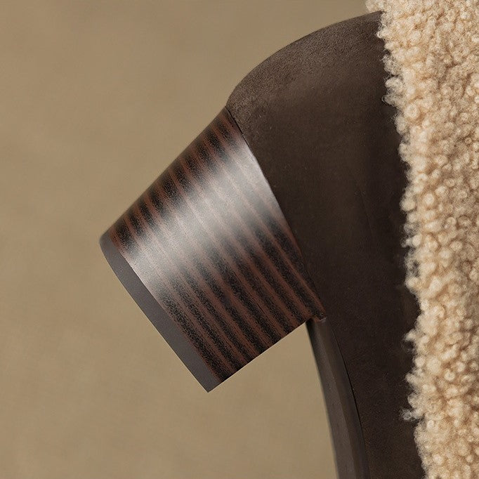 Amaine | Suede Block Heels with Faux Shearling Lining