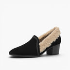 Amaine | Suede Block Heels with Faux Shearling Lining