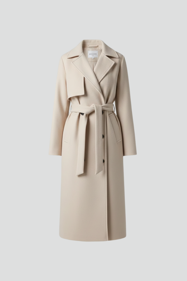 Amaora | Belted Double-Breasted Long Coat