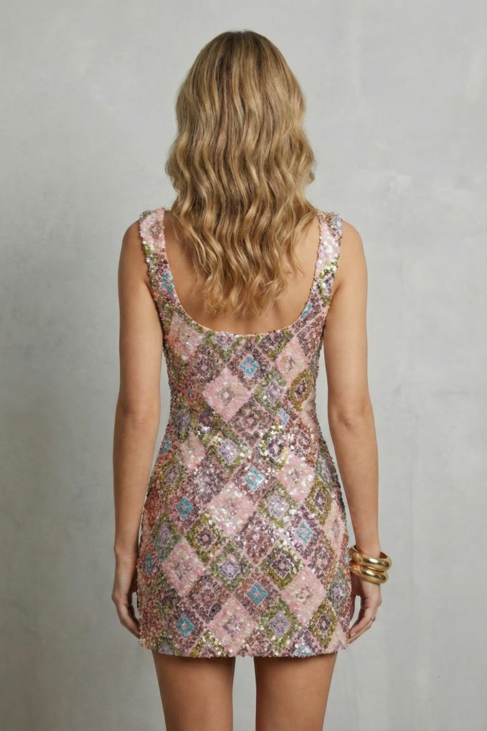 Arianne | Pink Crystal Sequin Mini Party Dress