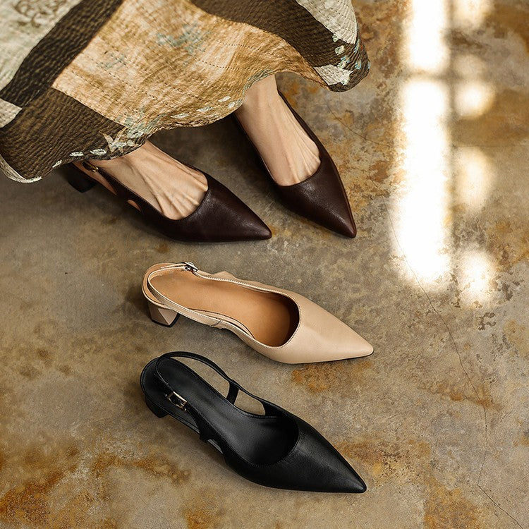Ariena | Leather Slingback Heels 2.4 Inch