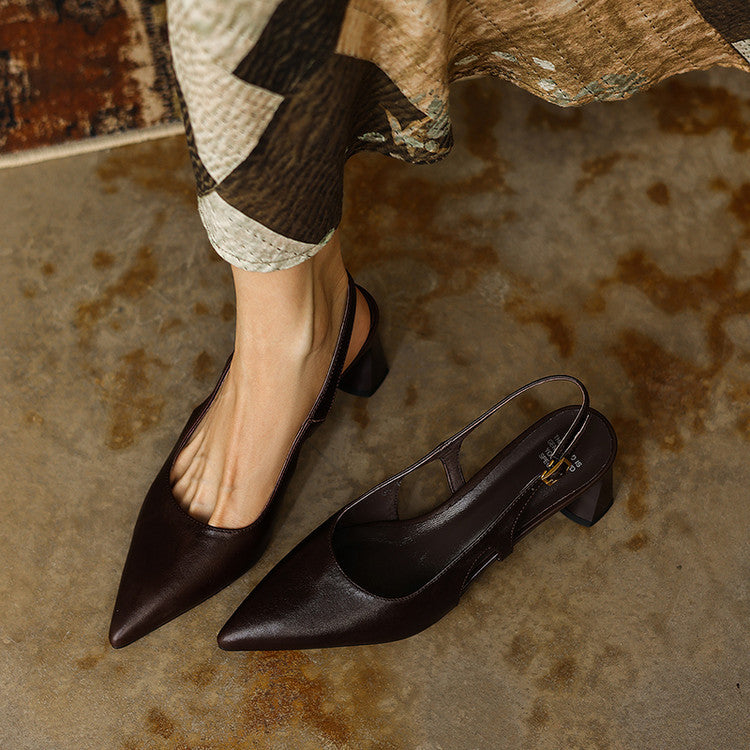 Ariena | Leather Slingback Heels 2.4 Inch