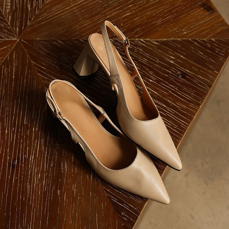 Ariena | Leather Slingback Heels 2.4 Inch