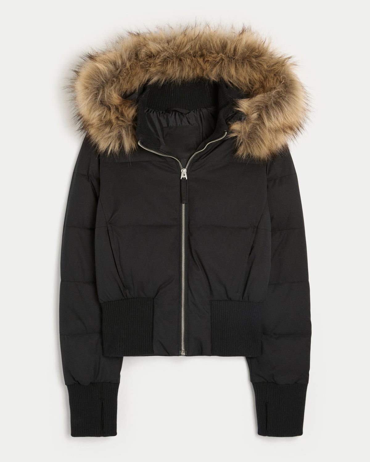 Auranne | Cropped Puffer Jacket with Faux Fur Hood
