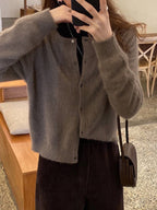 Aurenne | V-Neck Button Cardigan Relaxed Fit