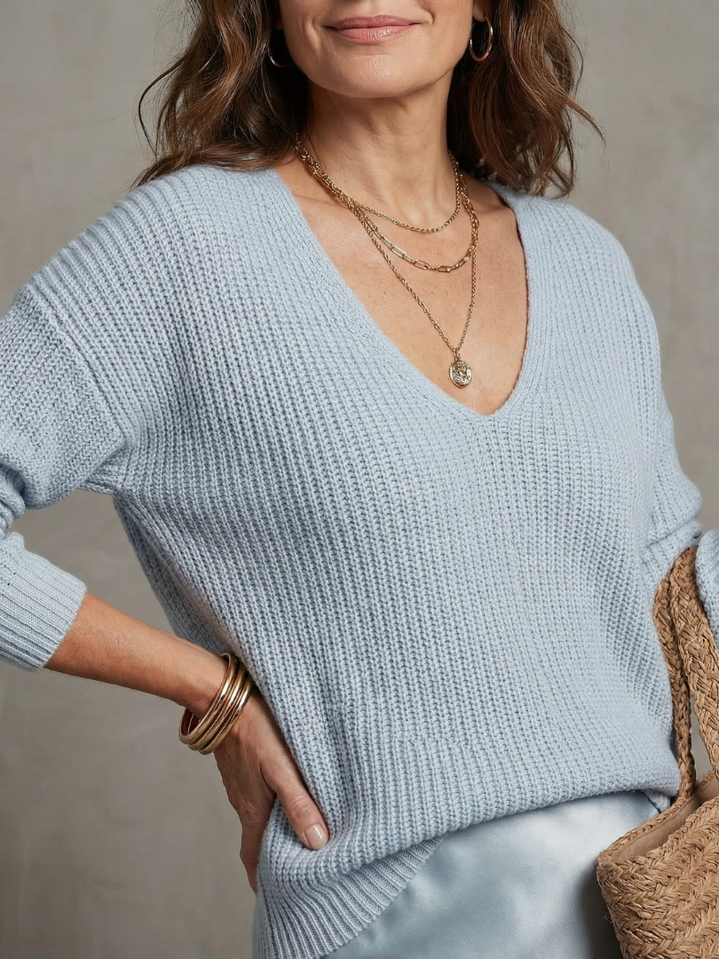 Aurisse | Knit Sweater and Satin Midi Skirt Set