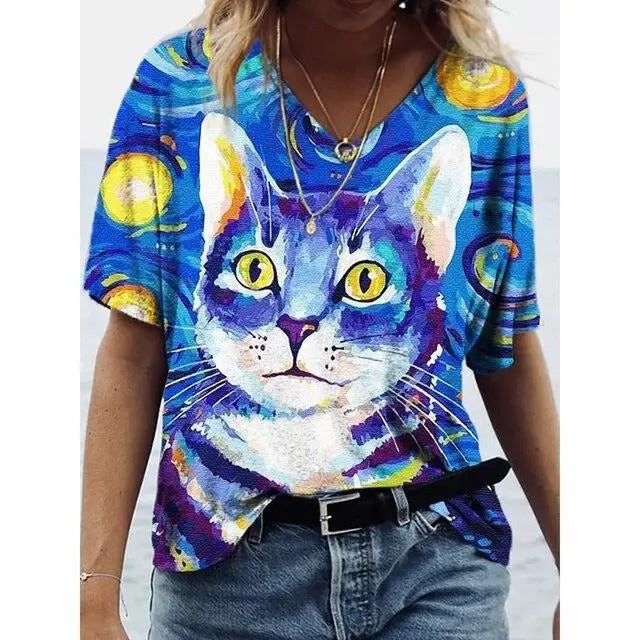 Mabel™ | The Playful Cat Print Tee