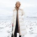 Belana | Belted Long Puffer Coat Faux Fur Collar
