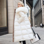 Belana | Belted Long Puffer Coat Faux Fur Collar