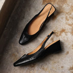 Belena | Lambskin Slingback Wedge Heels Round Toe