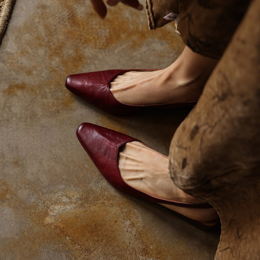 Belena | Lambskin Slingback Wedge Heels Round Toe