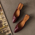 Belena | Lambskin Slingback Wedge Heels Round Toe