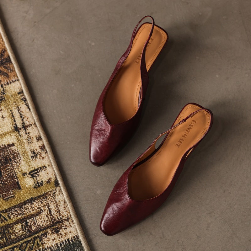 Belena | Lambskin Slingback Wedge Heels Round Toe