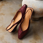 Belena | Lambskin Slingback Wedge Heels Round Toe
