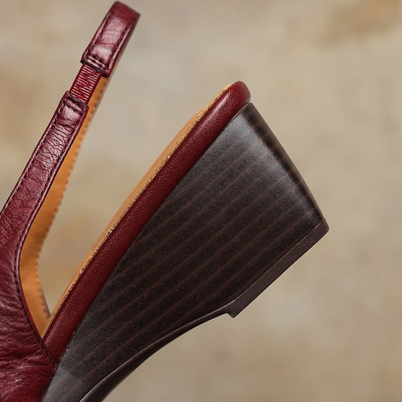 Belena | Lambskin Slingback Wedge Heels Round Toe