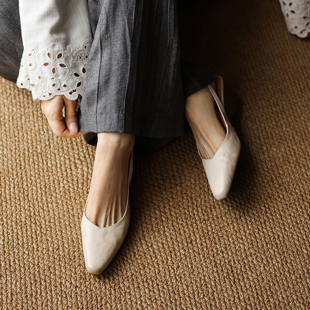 Belena | Lambskin Slingback Wedge Heels Round Toe