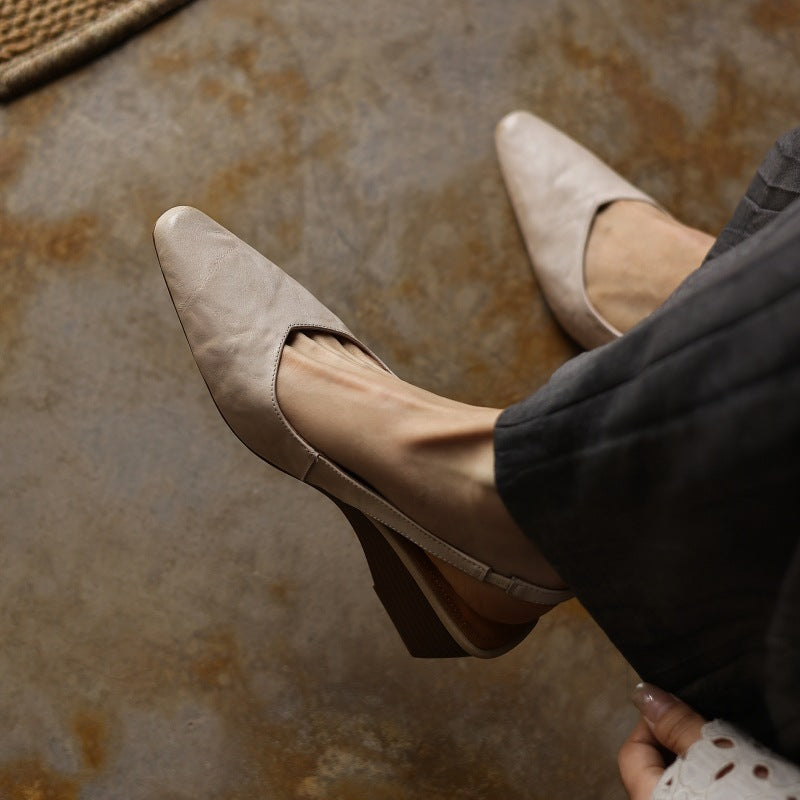 Belena | Lambskin Slingback Wedge Heels Round Toe