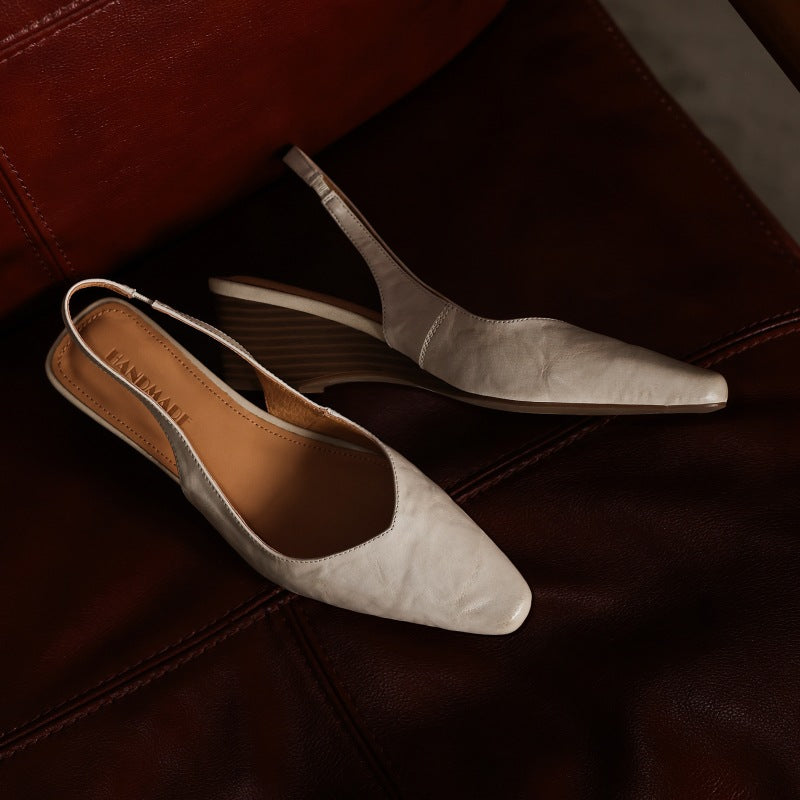 Belena | Lambskin Slingback Wedge Heels Round Toe