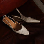Belena | Lambskin Slingback Wedge Heels Round Toe