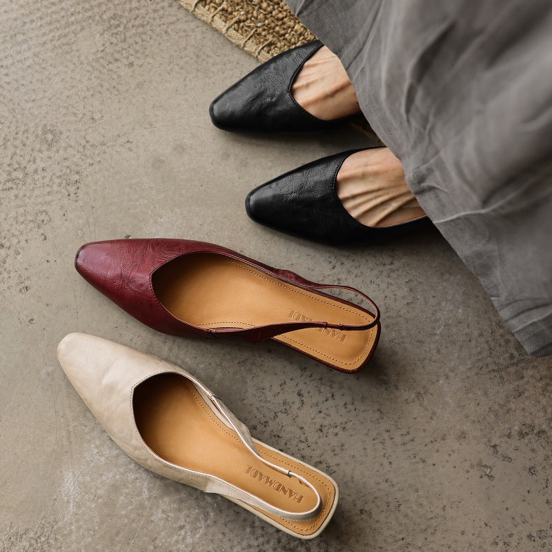 Belena | Lambskin Slingback Wedge Heels Round Toe