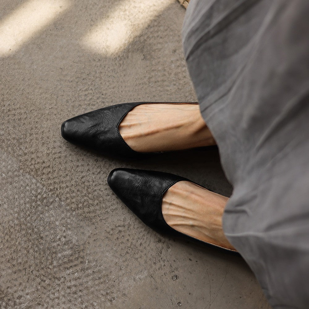 Belena | Lambskin Slingback Wedge Heels Round Toe
