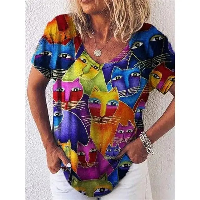 Mabel™ | The Playful Cat Print Tee