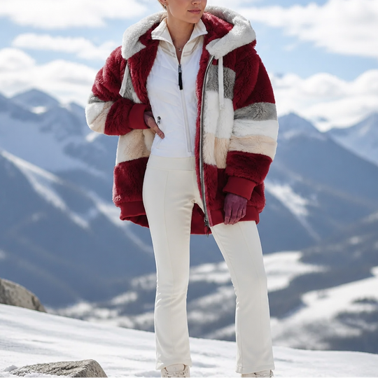Brina | Oversized Color-Block Faux Fur Coat