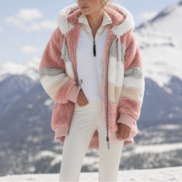 Brina | Oversized Color-Block Faux Fur Coat