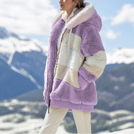 Brina | Oversized Color-Block Faux Fur Coat