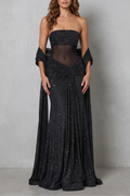 Calana | Sheer Sequin Maxi Evening Dress
