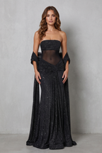 Calana | Sheer Sequin Maxi Evening Dress