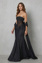 Calana | Sheer Sequin Maxi Evening Dress