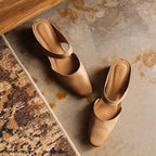 Calelle | Square-Toe Leather Mules with Wedge Heel