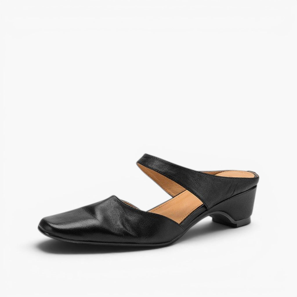 Calelle | Square-Toe Leather Mules with Wedge Heel