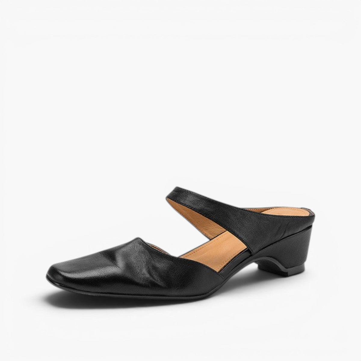 Calelle | Square-Toe Leather Mules with Wedge Heel