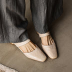 Calelle | Square-Toe Leather Mules with Wedge Heel
