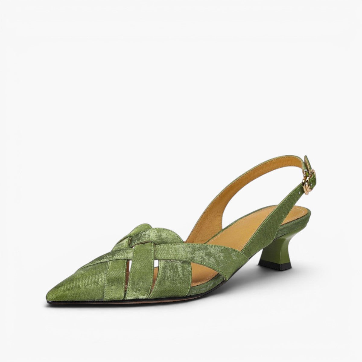 Calypso | Woven Leather Slingback Heels Pointed Toe