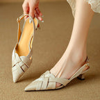 Calypso | Woven Leather Slingback Heels Pointed Toe