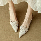 Calypso | Woven Leather Slingback Heels Pointed Toe