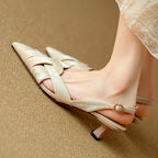 Calypso | Woven Leather Slingback Heels Pointed Toe