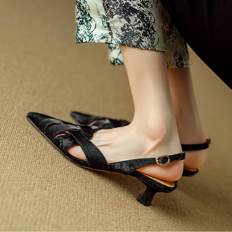 Calypso | Woven Leather Slingback Heels Pointed Toe