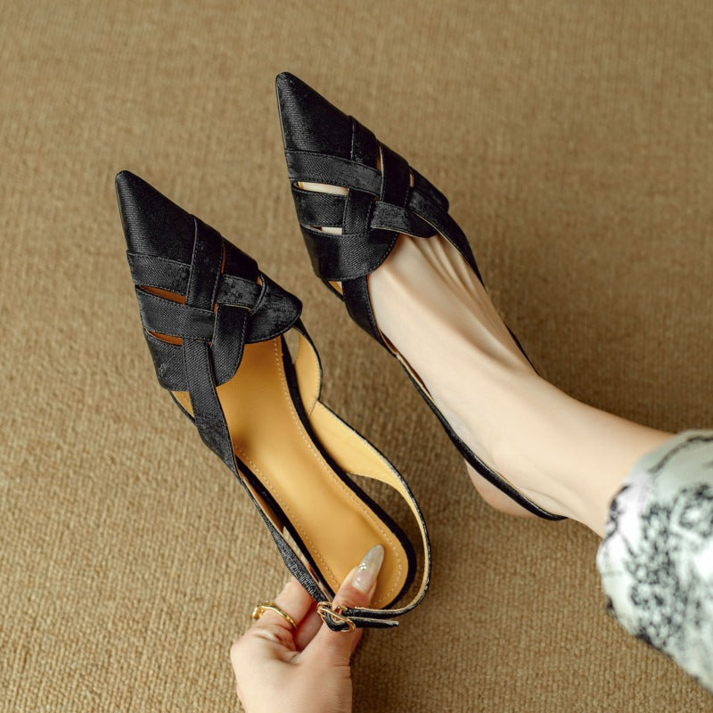 Calypso | Woven Leather Slingback Heels Pointed Toe