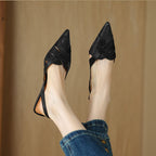 Calypso | Woven Leather Slingback Heels Pointed Toe