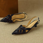 Calypso | Woven Leather Slingback Heels Pointed Toe