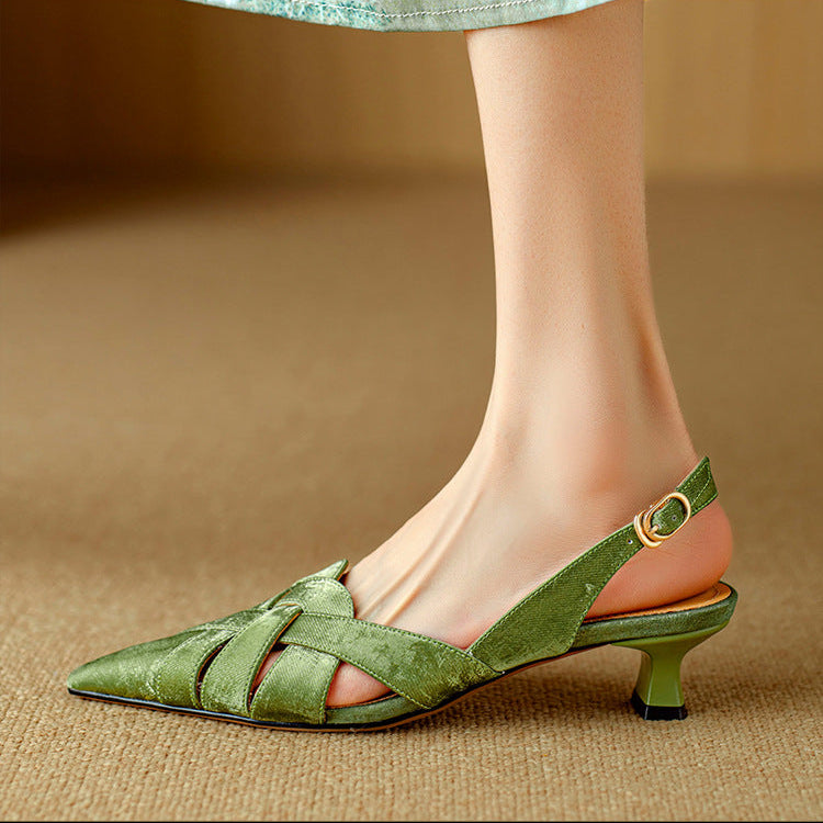 Calypso | Woven Leather Slingback Heels Pointed Toe